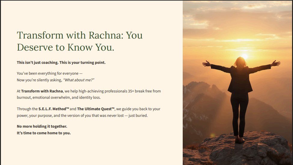 Transform With Rachna You Deserve To Know You